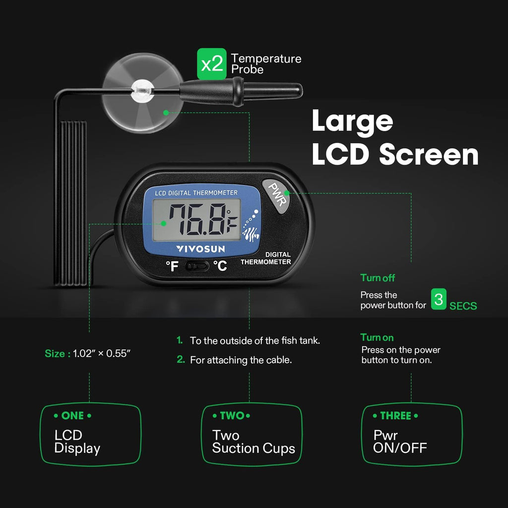 VIVOSUN 4-Pack LCD Digital Aquarium Thermometer