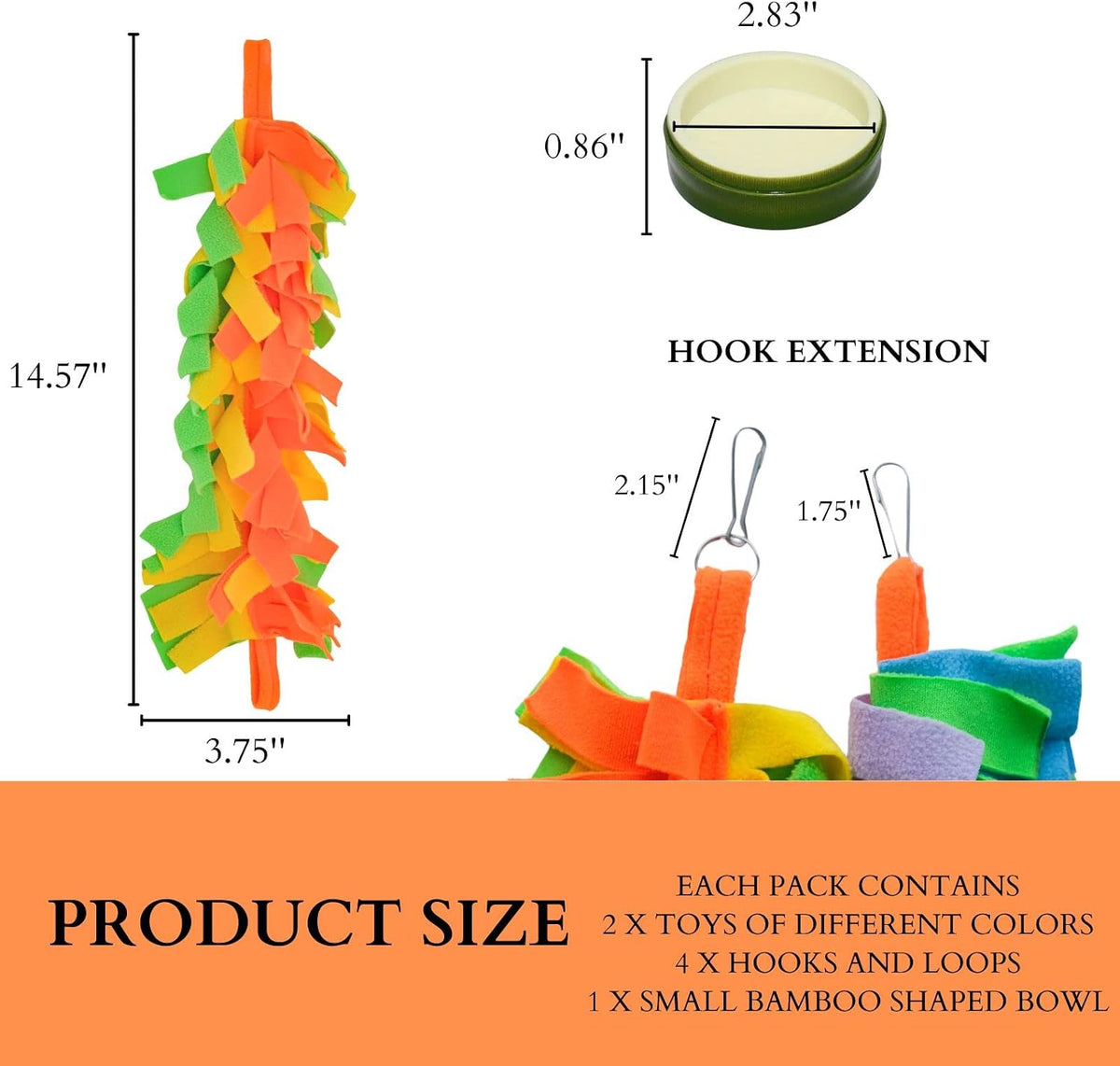 FABMODE 2 Packs Small Pet Toys, Sugar Glider Cage Accessories, Climbing Toys Swing Toys, Suitable for Ferret Birds Parrots Hamster Squirrel Chinchilla Guinea Pigs (with one Water Bowl)