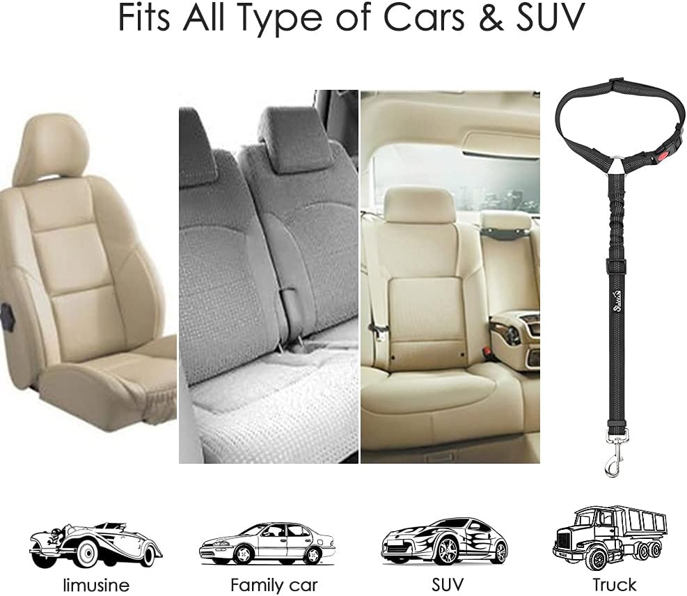Lukovee Dog Car Seat Belt, 2 Pack, Headrest Restraint, Headrest