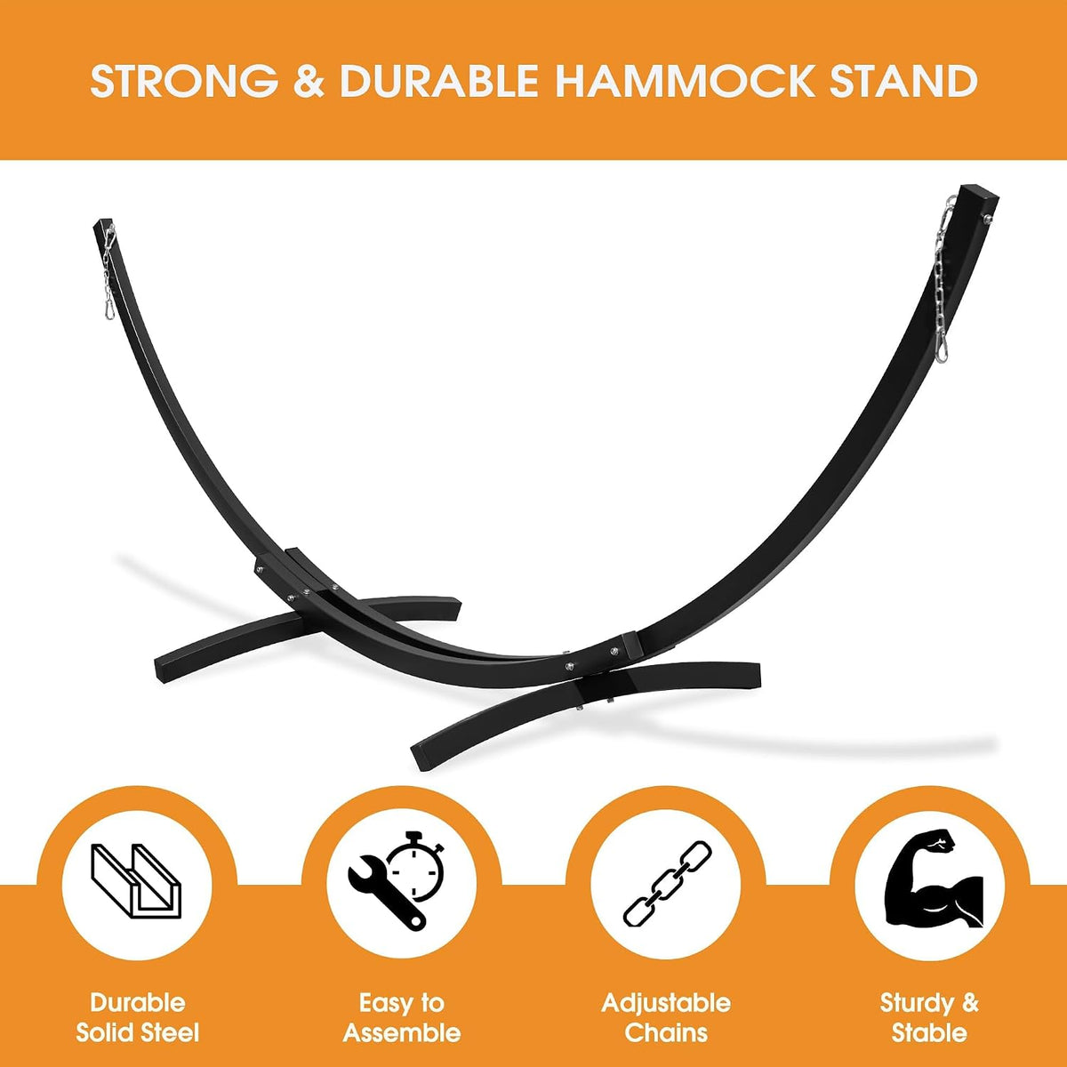 Lazy Daze 12 Ft Double Quilted Hammock with Curved Steel Black Stand
