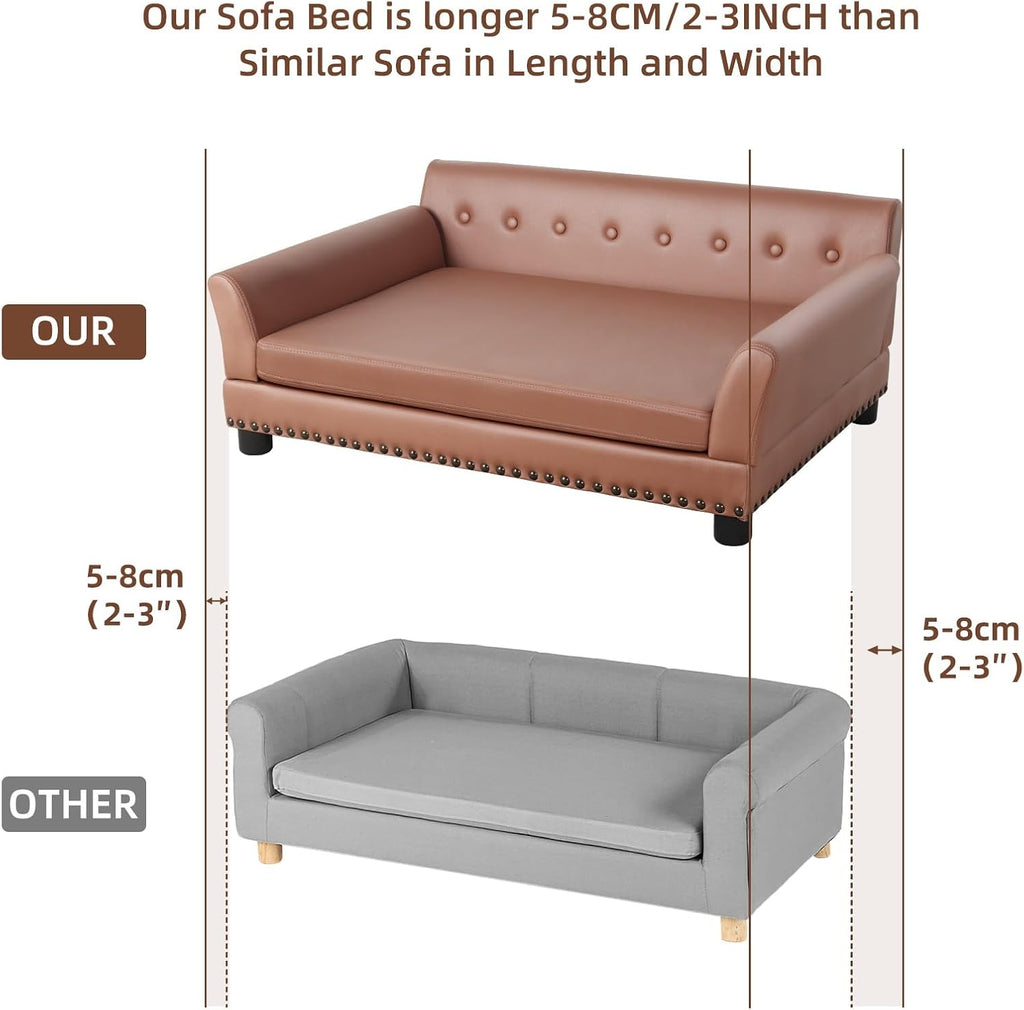Large Leather Dog Sofa: Scratch Resistant Pet Couch up to 77lbs