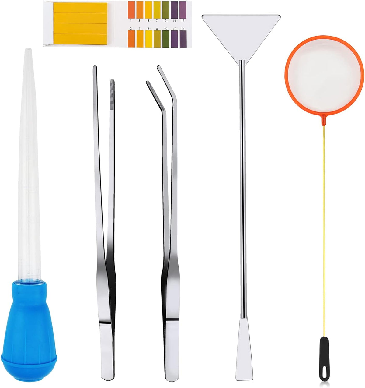 Fish Tank Cleaning Tools, 8 in 1 Aquarium Feeder Tools Kit, Aquarium Plants Cleaner, Stainless Steel Feeding