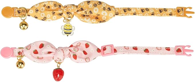 2 Pack Cotton Cat Collar, Removable Bowtie, Floral Pattern, Safety Breakaway - Image 6