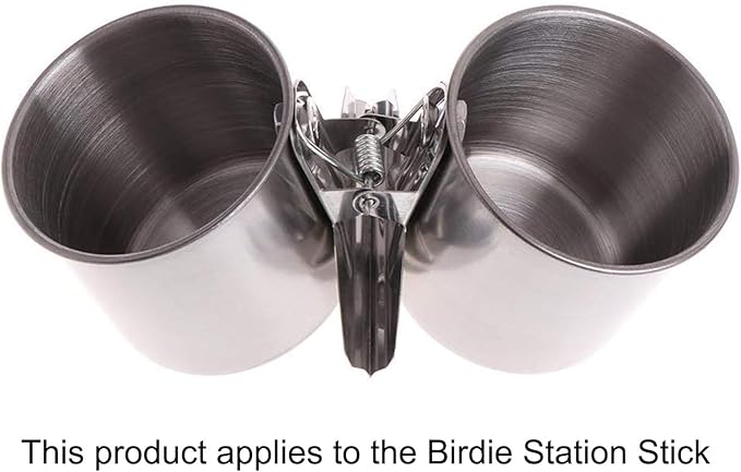 Hypeety Bird Parrot Feeding Double Cups Stainless Steel Food Water Bowls - Image 4