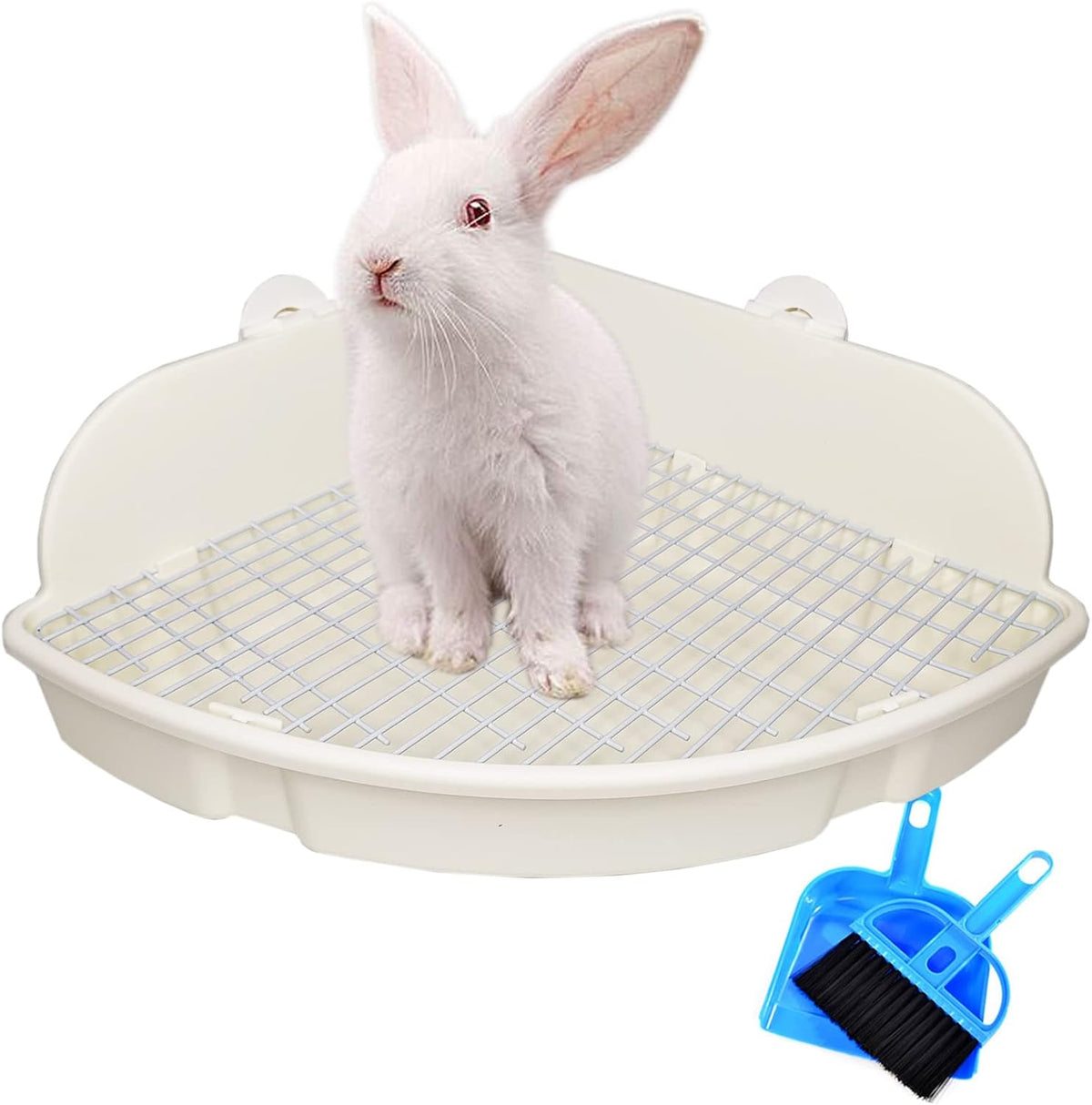 PINVNBY Large Rabbit Litter Box Small Animal Cage Toilet Pet Potty Bunny Corner Litter Box Trainer Bigger Pan Fan Shape Litter Boxes for Adult Ferret Guinea Pigs Chinchilla Galesaur (Pink)