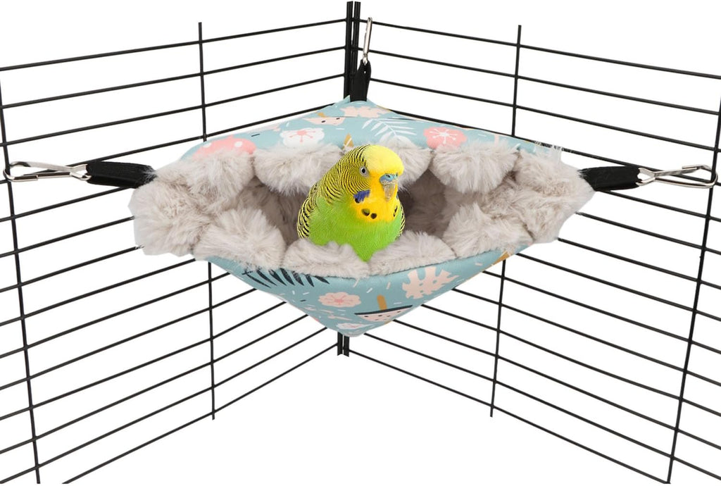 Wontee Bird Nest House Winter Warm Hanging Hammock Bird Bed Snuggle Hut for Parakeets Budgies Caique Conures Cockatiels (Large, Blue)