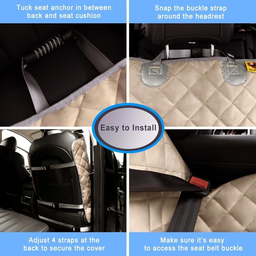Bark Lover Car Seat Covers Front Seats,Car Seat Protector for Dogs,Scratch-Proof Dog Car Seat Cover,Universal Fit for Cars Trucks SUVs (Warm Beige,1 Pack)
