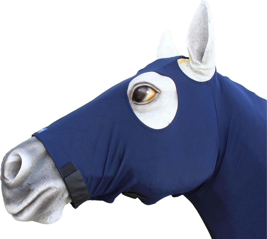 CHALLENGER Large Horse Comfort Stretch Spandex Neck Hood Mane Stay Black