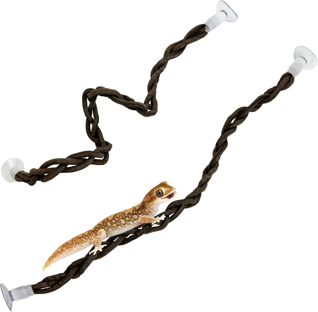 Bendable Reptile Vines with Suction Cups Artificial Reptile Climbing Jungle Vine Gecko Climbing Branches Terrarium Decoration for Gecko Habitat (19.7In, 2PCS)