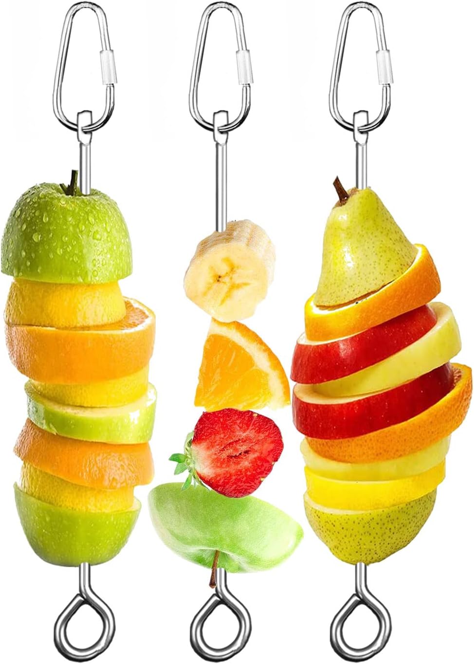 Bird Cage Food Holder Parrot Fruit Vegetable Skewer Bird Cage Feeder, 3Pack