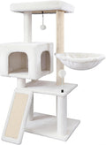 Cat Tree with Cat Condo and Hammock, Cat Tree with Scratching Posts and Scratching Pads, Cat Tower for Indoor Cats, Activity Centre Climbing Tree with Playful Toy Balls, Beige