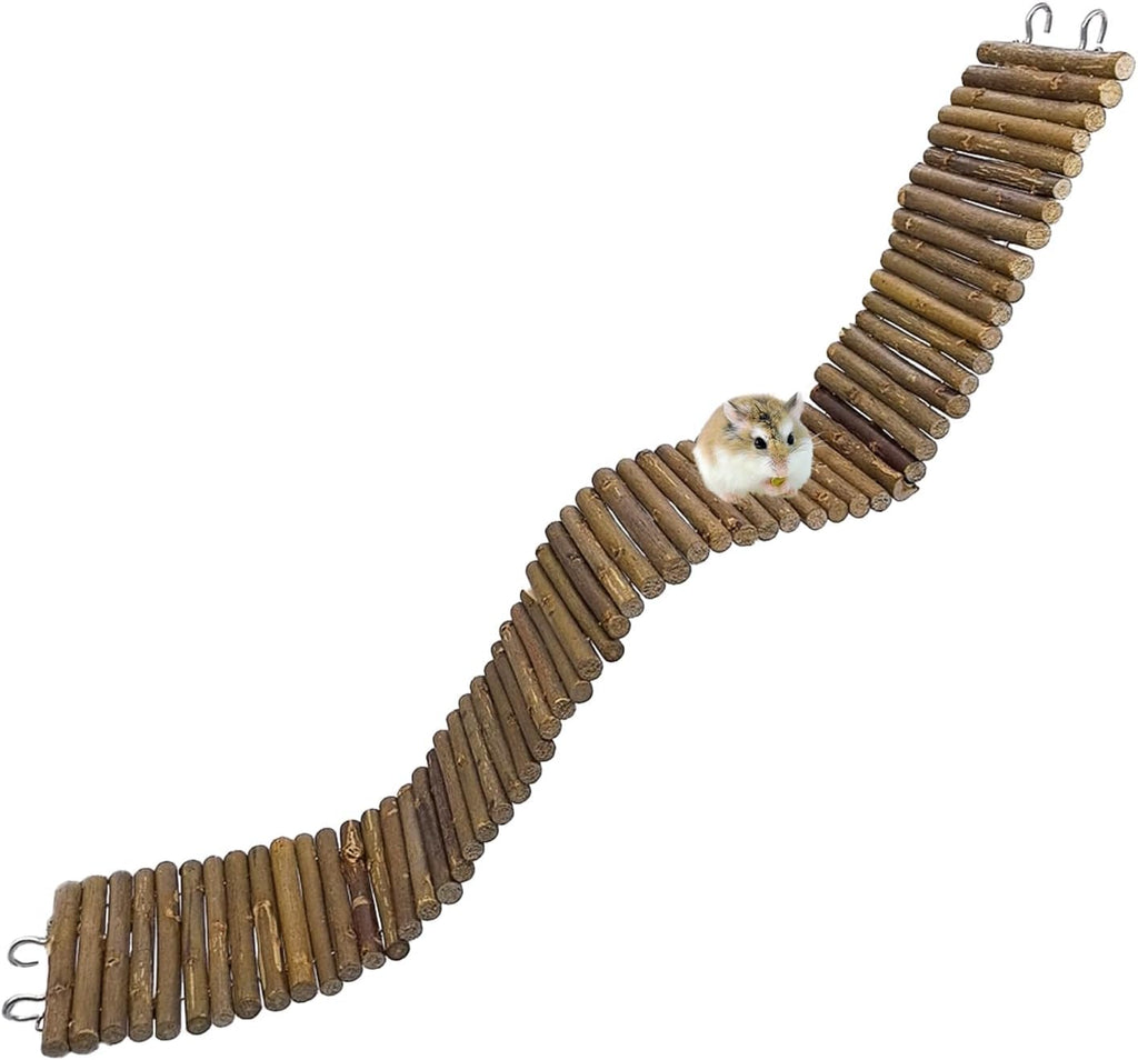 2-Pack Rat Bendy Long Suspension Bridges 19.7 x 2.7 Inch Hamster Climbing Ladder Flexible Wooden Bridge for Dwarf Hamster Sugar Glider Rodents Mouse