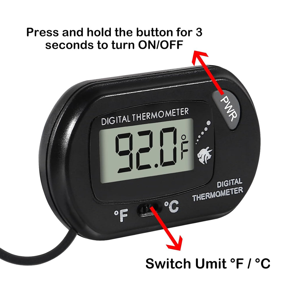 10Pcs Aquarium Thermometer Fish Tank Thermometer Reptile Terrarium Water Test Digital with LCD Display Fahrenheit/Celsius(℉/℃)