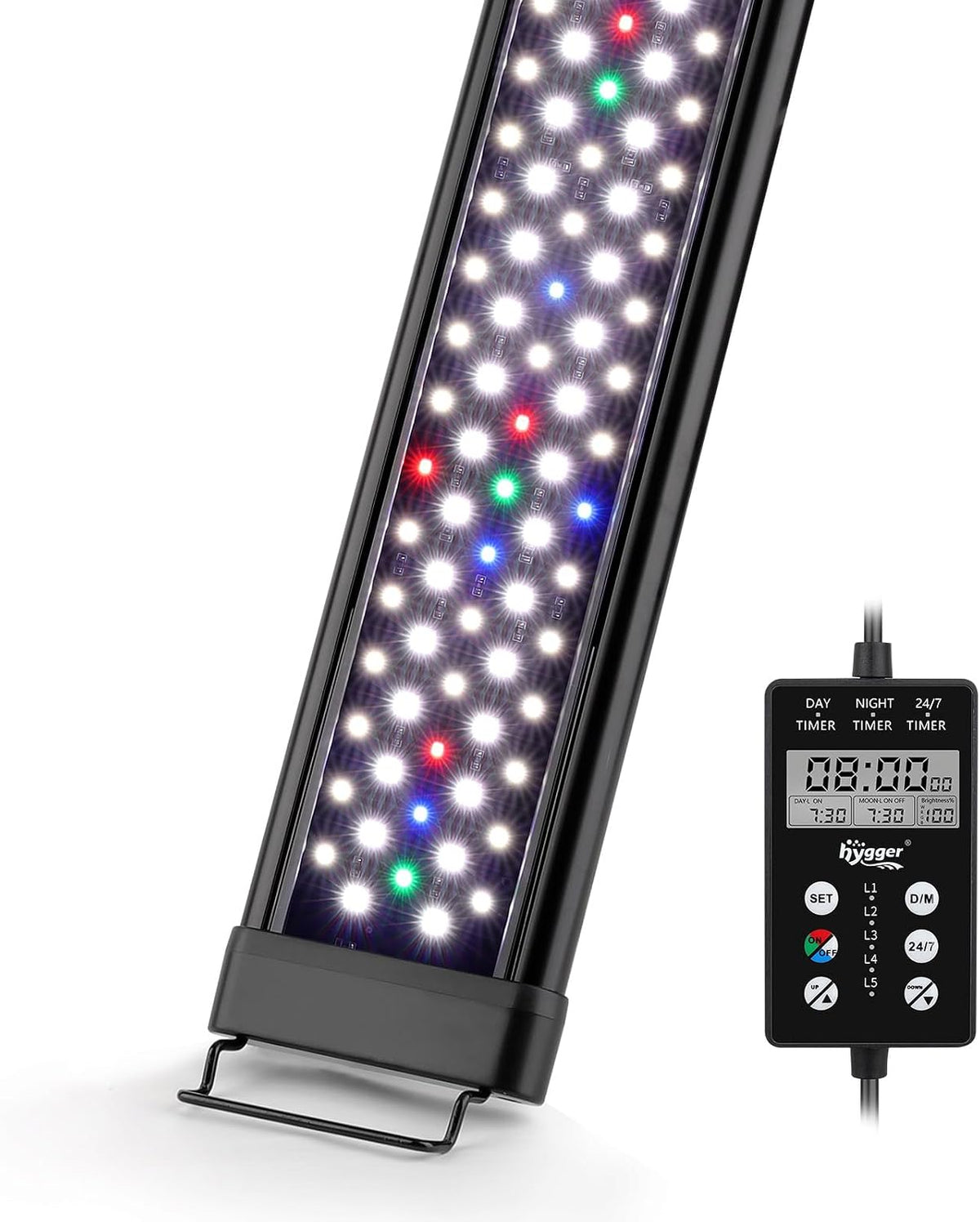 hygger Custom LED Aquarium Light,Daylight-Moonlight & 24/7 Mode, Adjustable Brightness 8 Colors Full Spectrum Fish Tank Light for 30-36 Inches Freshwater Planted Tank Auto On Off Sunrise & Sunset