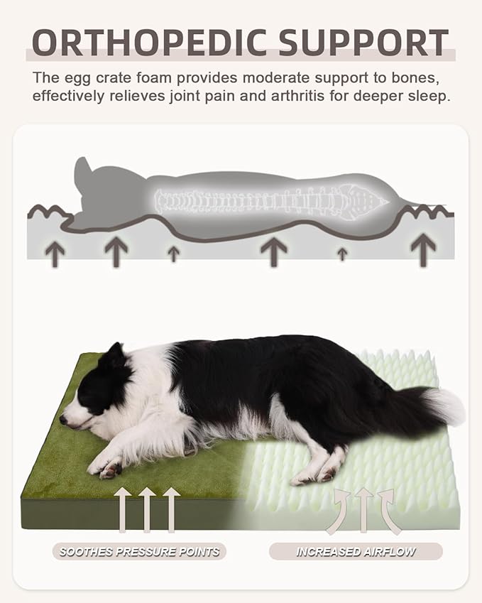 KSIIA Orthopedic Dog Bed Crate Waterproof Pet Mats - Image 2