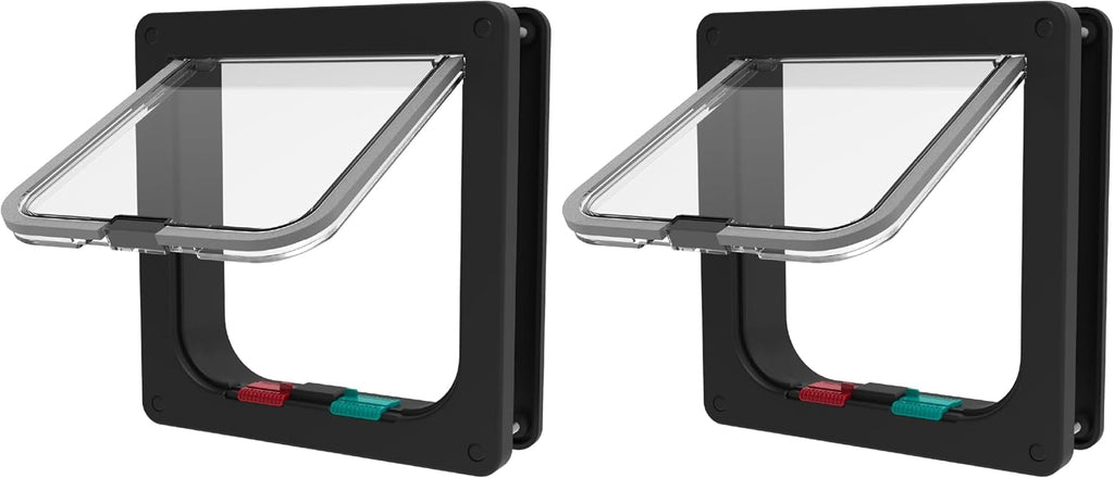 Hakuna Pets Small Pet Door for Doors, Cat Door with 2-Way Locking Flap, Easy Install for Interior & Exterior Doors, Pets up to 11 lbs, Black
