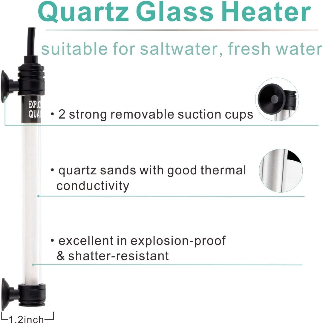 hygger 100W Mini Inline Quartz Glass Aquarium Heater with External Controller, Adjustable Submersible Betta Fish Tank Thermostat for 10-30 Gallon