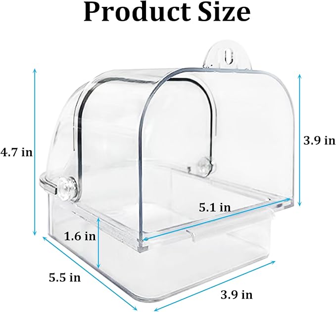 Tfwadmx Bird Cage Bath Hanging Parrot Bath Tub Water Shower Food Feeder Holder - Image 2