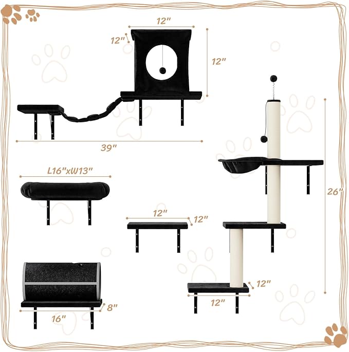 NUNU LAB Cat Wall Shelves Set, Scratching Post, Wall Shelves - Image 6