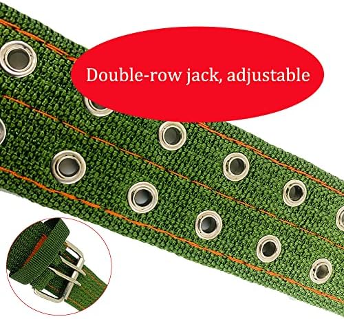 Cattle Collar Adjustable Sheep Neck Strap Thick Canvas Four-Layer Nylon Thickened Collar with 2-Rows Metal Buckle and Ring Metal Buckle Traction Chain for Farm Animals Pets (29.5"~45.2")