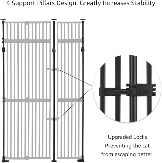 unipaws 86" High Extra Tall Cat Gate, Auto Closing and No Drilling Safety Gate - Image 5