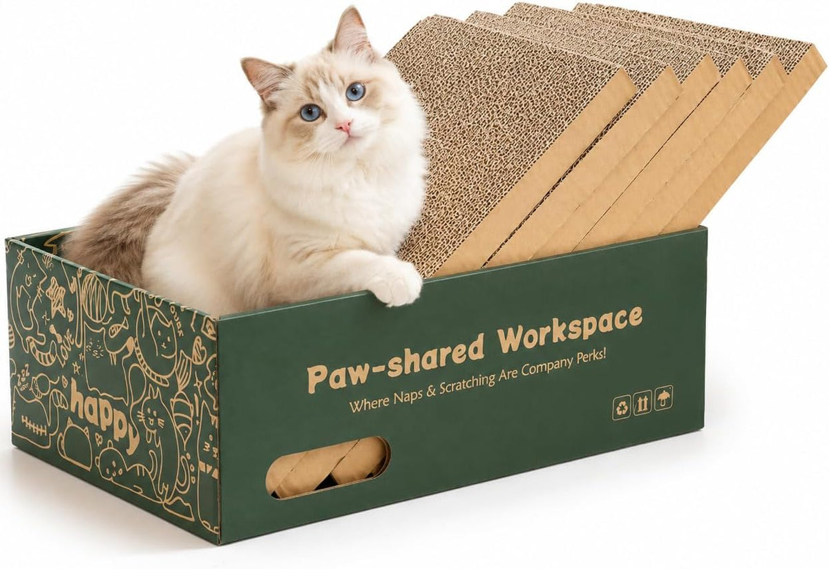 6 Pack Cat Scratcher Pads in Cardboard Box, Assembly-Free for Indoor Cats