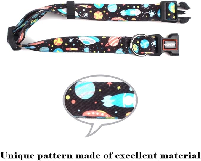 QQPETS Adjustable Soft Dog Collar: Print Flower Pink Multicolor Cute Patterns - Image 3