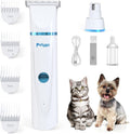 2-in-1 Dog & Cat Grooming Kit - Rechargeable Cordless Pet Hair Clippers with Nail Grinder & Paw Trimmer & 4 Guide Combs, Low Noise Dog Clippers for Grooming Small Medium Pets