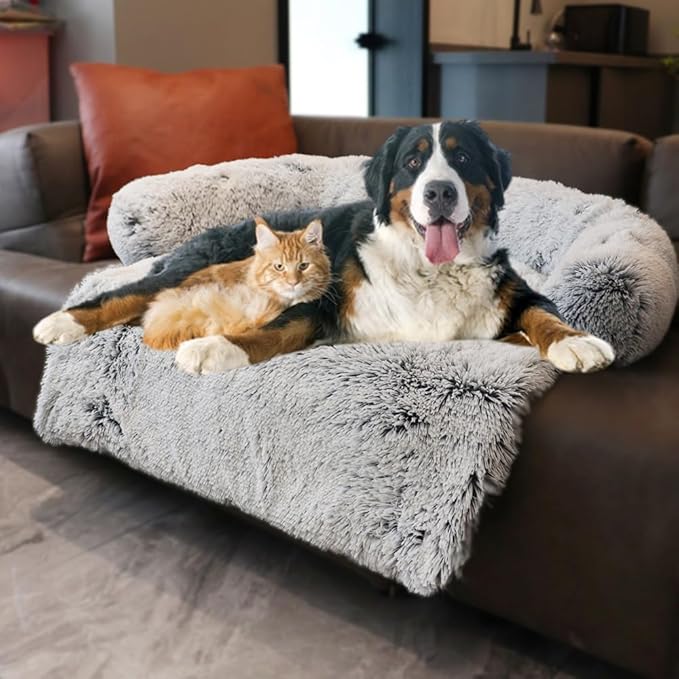 Calming Dogs/Cats Bed Mats, Dog Pad Washable Removable Couch Cover, Plush Long by Tinaco