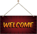 Welcome Sign for Front Door, Front Door Wooden Hanging Sign, Comic Style by corner+wind