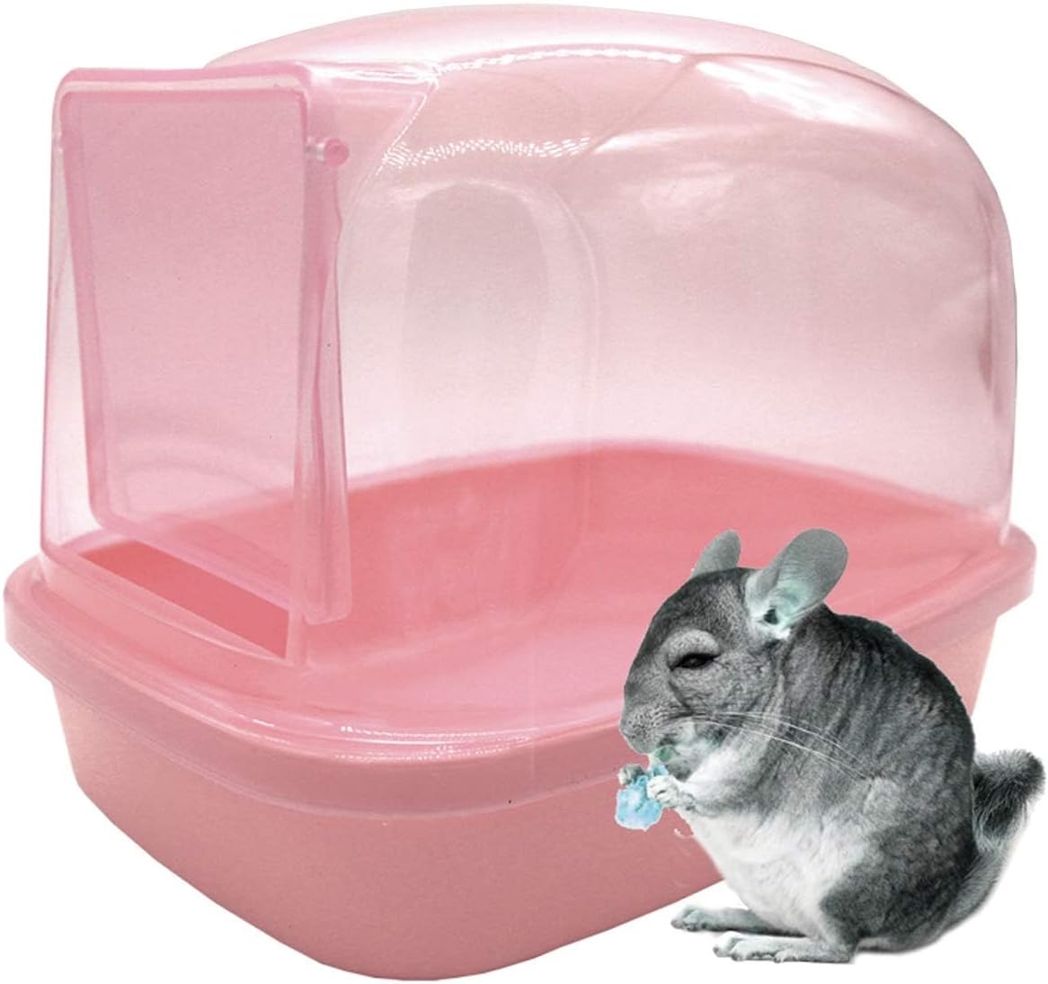 kathson Dwarf Hamster Bathroom, Chinchilla Sauna Room Plastic Sand Bath House Ideal for Gerbils, Hedgehog, Squirrel and Other Small Animals (Blue)