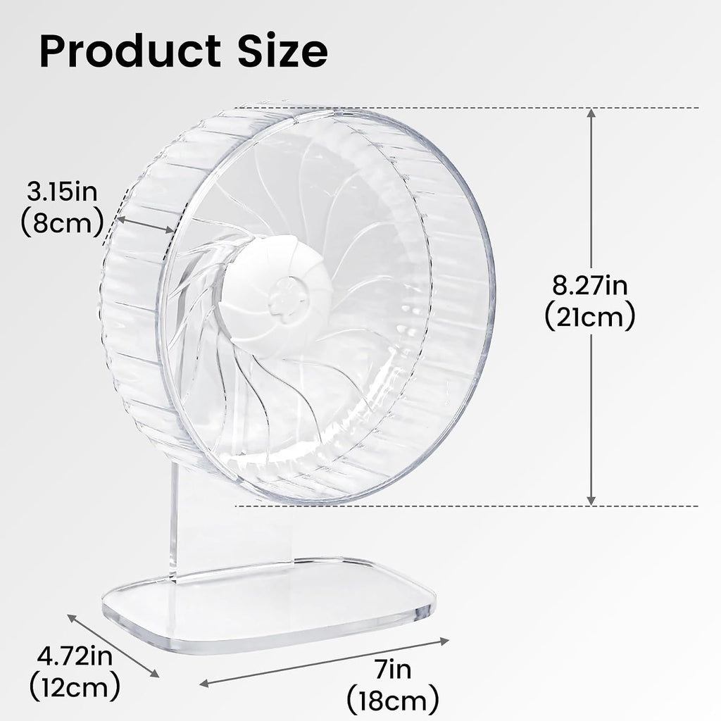 8 inch Silent Hamster Wheel with Adjustable Stand, Clear