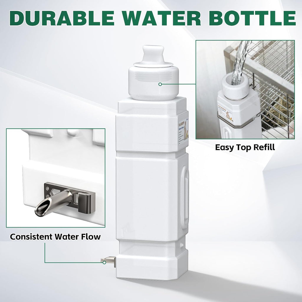 Salcod 42 oz Small Pet Water Bottle for Cage with Top Fill Design, White