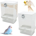 Tfwadmx 2 Pcs No Mess Automatic Bird Feeders Cockatiel Food Dispenser Bowls Seed Container Parrot Dishes Parakeet Cage Accessories Bird Feeder with Divider for Canary Finch Conure Lovebirds