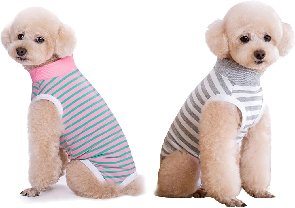 2 Packs Pet Dog Recovery Onesie Suit for Dogs Cats After Surgery,Dog Abdominal Wounds Bandages Cone E-Collar Alternative. (White Flower, S)