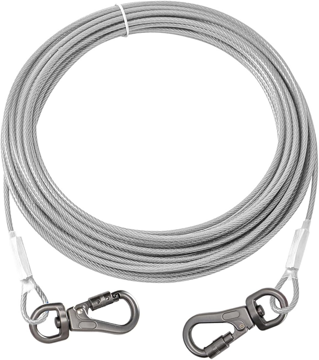Dog Tie Out Cable -Dog Runner Cable for Dogs up to 90lbs (Pink, 45lbs/50ft)