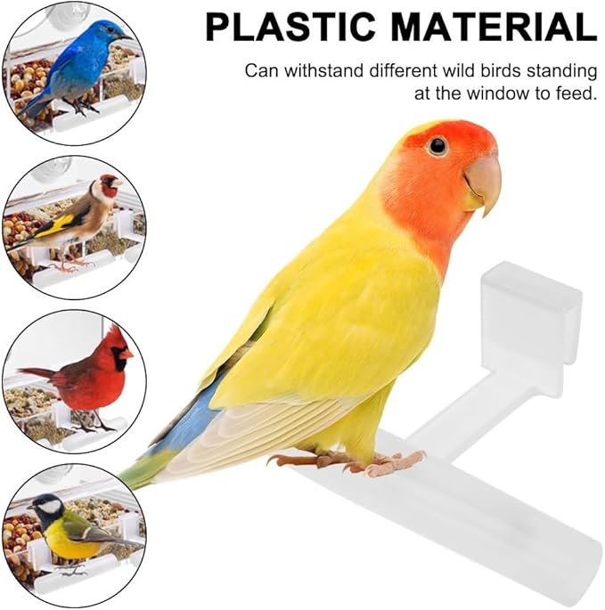 2PCS Bird Perch Stands, Acrylic Parrot Feeder Playstand Window Bird Feeder - Image 5