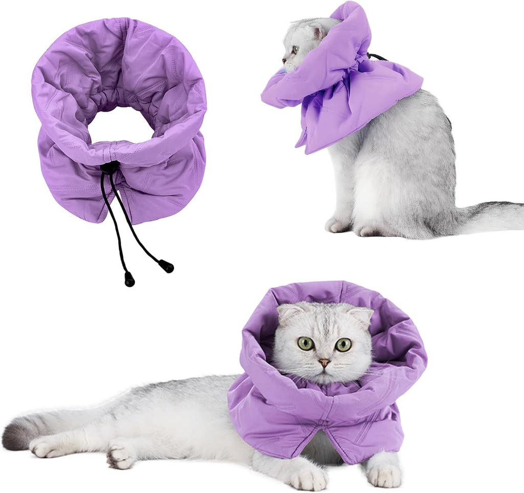 Cat Recovery Collar, Soft Adjustable Cone for Cats and Kittens, Lightweight Waterproof Elizabethan Collar for After-Surgery Care, Prevent Licking and Scratching, Neck Protector for Pets（Pink,M）