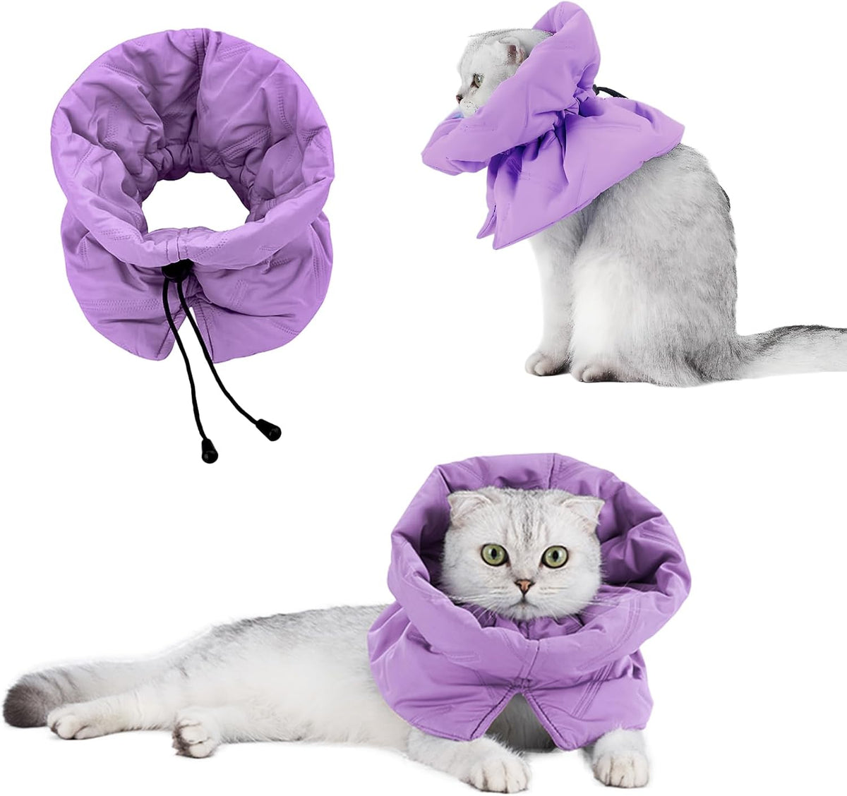 Cat Recovery Collar, Soft Adjustable Cone for Cats and Kittens, Lightweight Waterproof Elizabethan Collar for After-Surgery Care, Prevent Licking and Scratching, Neck Protector for Pets（Pink,M）