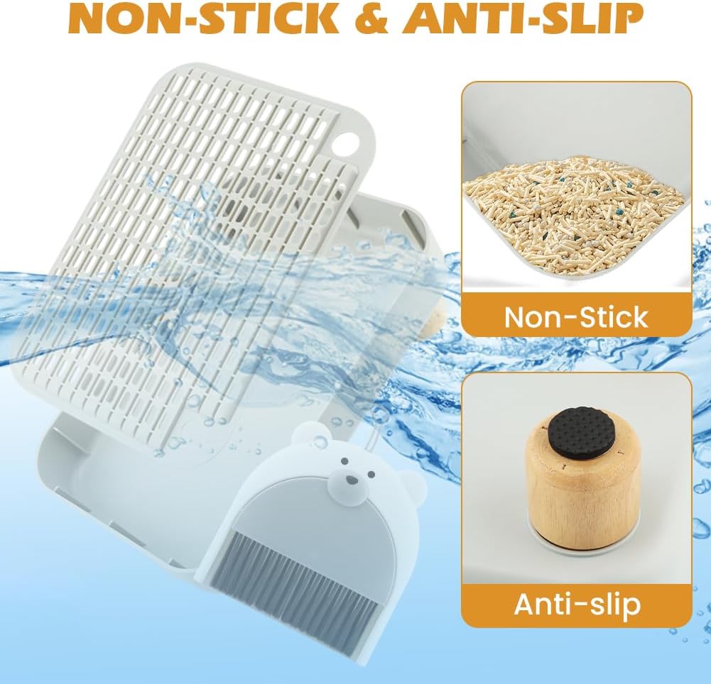 Cat Litter Box Step Ramp, Washable Step Pedal Stool with Non Slip Wood Base