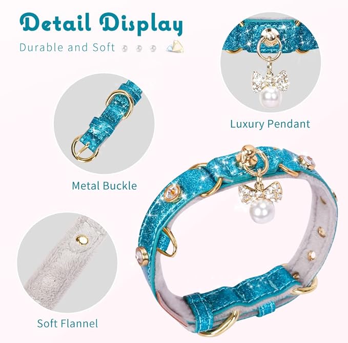 PetsHome Cat Collar, Dog Collar, PU Leather Adjustable Pet Collar - Image 4
