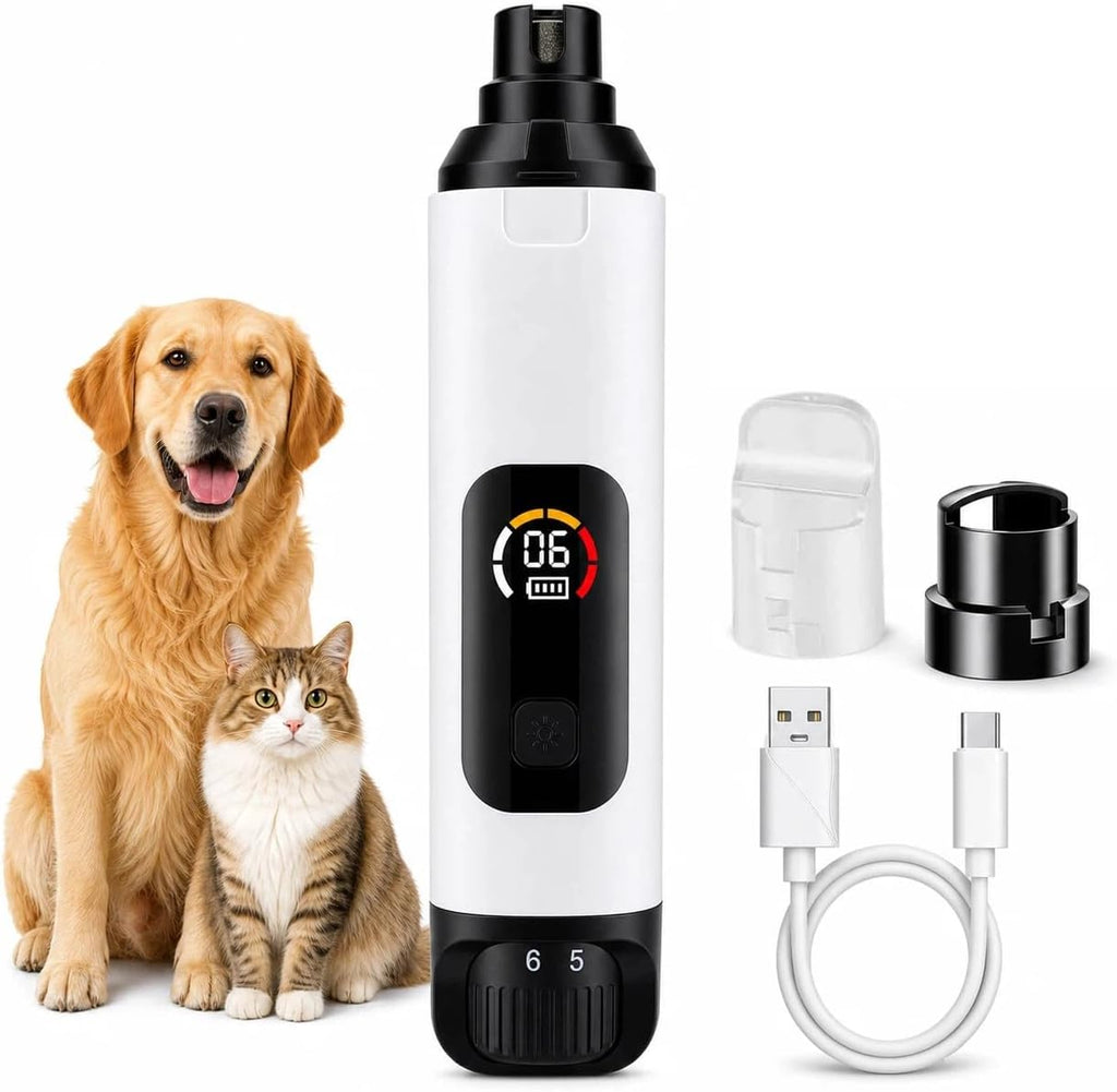 Dog Nail Grinder, Professional 6-Speed Super Quiet and Low Vibration Electric Pet Nail Grinder with LED Lights - Painless Paws Grooming & Smoothing for Small to Large Dogs