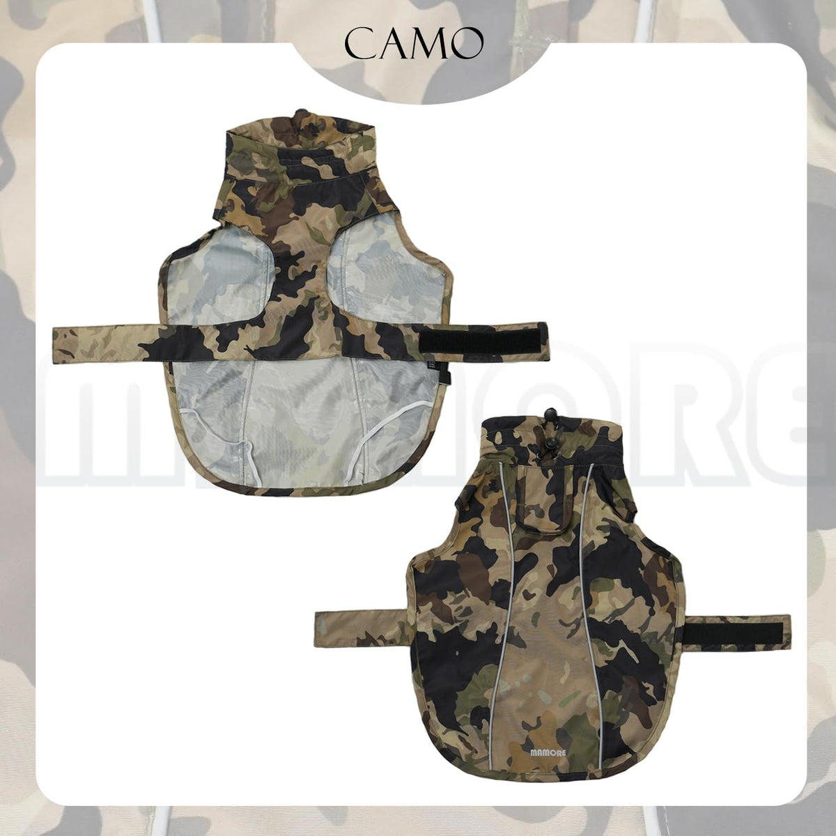 Waterproof Dog Raincoat with Reflective Strip, Adjustable Breathable Rain Coat Jacket with Leash Hole for Dogs (Camo, Small)