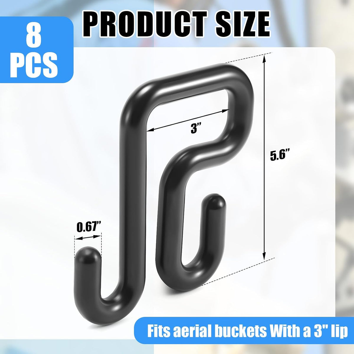 8 Pcs 3 Inches Lineman Bucket Hooks, Bucket Lip Tool Holders, Black