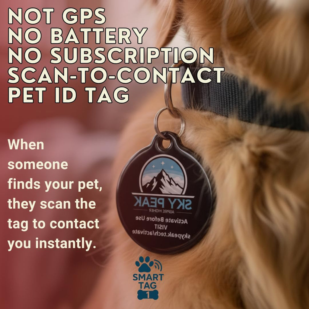 Smart Tag One™ Pet ID Tag by Sky Peak – Smart Dog Tag with QR Code + NFC Digital ID | Instant Lost Pet Alerts | No Batteries, No App | Waterproof Dog & Cat Tag