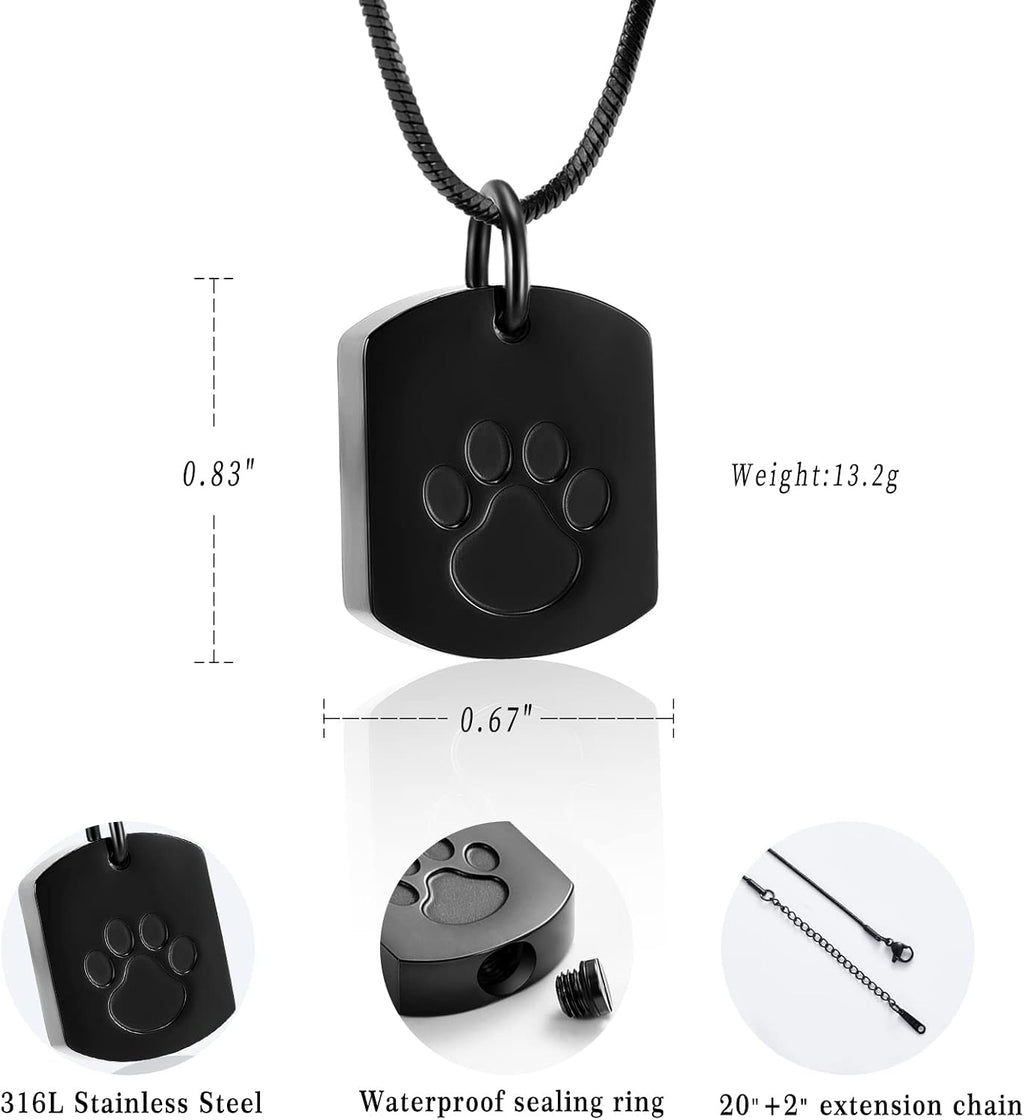 Minicremation Cremation Jewelry Urn Necklace for Ashes for Pet, Paw Print Memorial Ash Jewelry, Keepsake Pendant for Pet's Cat Dog's Ashes with Filling Kit