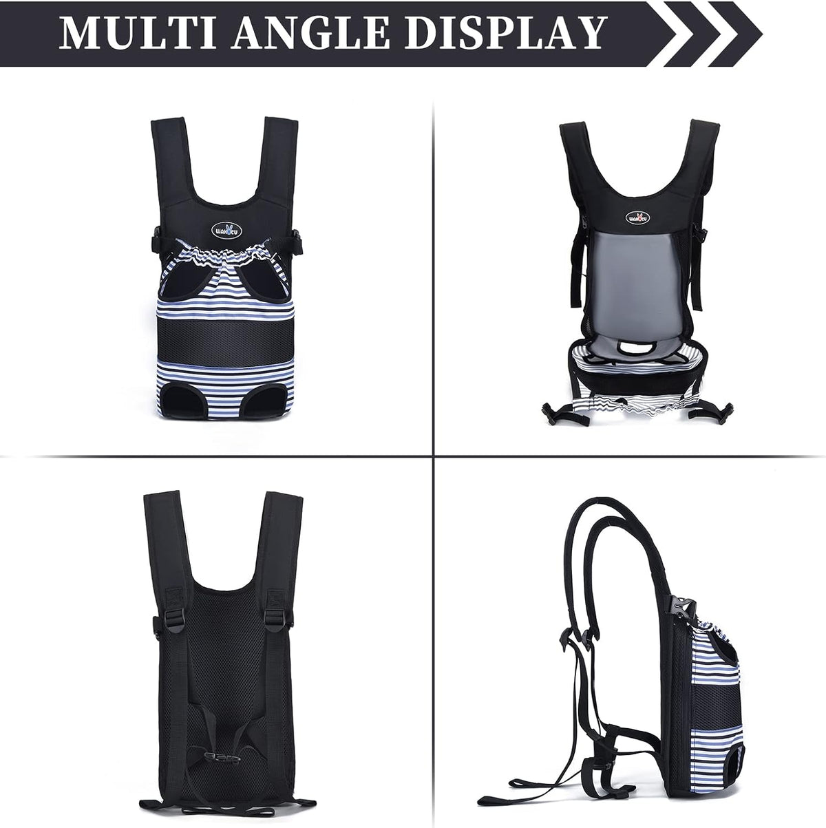 Wakytu Pet Carrier Backpack, Pet Front Dog Carrier Backpacks, Adjustable Pet Front Cat Dog Carrier Backpack Travel Bag, Legs Out, Easy-Fit for Traveling Hiking Camping for Small Cats Dogs