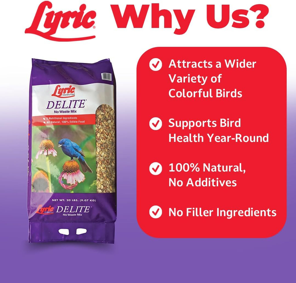 Lyric Delite Wild Bird Seed Shell-Free No Waste Mix, Bird Food 5 lb. Bag
