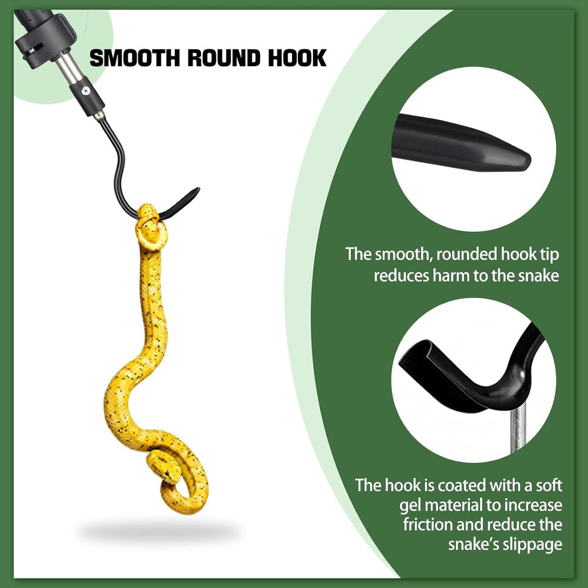 2pcs Snake Hook Set, Telescopic Snake Catcher Stainless Steel Snake Handling Tool for Moving Ball Rattlesnakes Python Copperhead with Long Handle (35-64inch&26inch)
