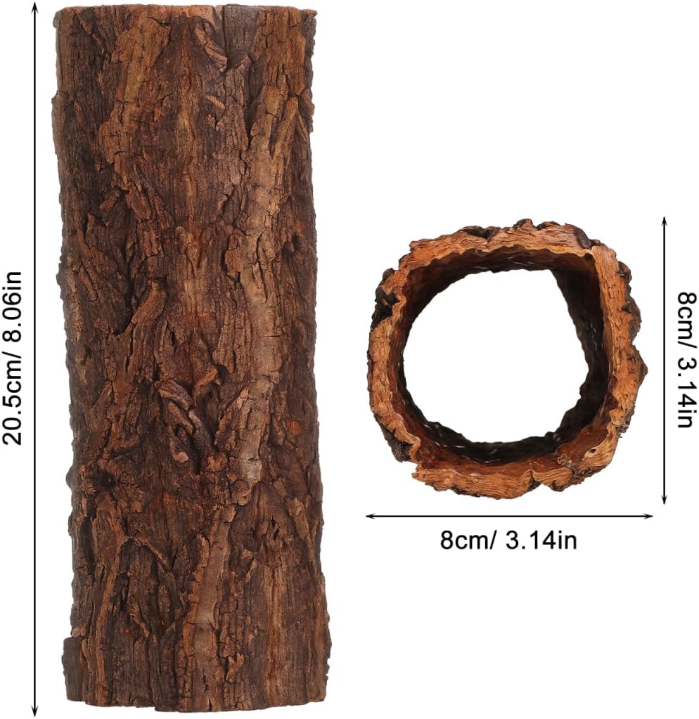 Garneck Reptile Hideout Gecko Hide Cave Hollow Log: Wood Tree Trunk Shelter for Snakes Lizards Hermit Crabs Turtle Terrarium Decor Habitat House Naturalistic Enclosure Accessory